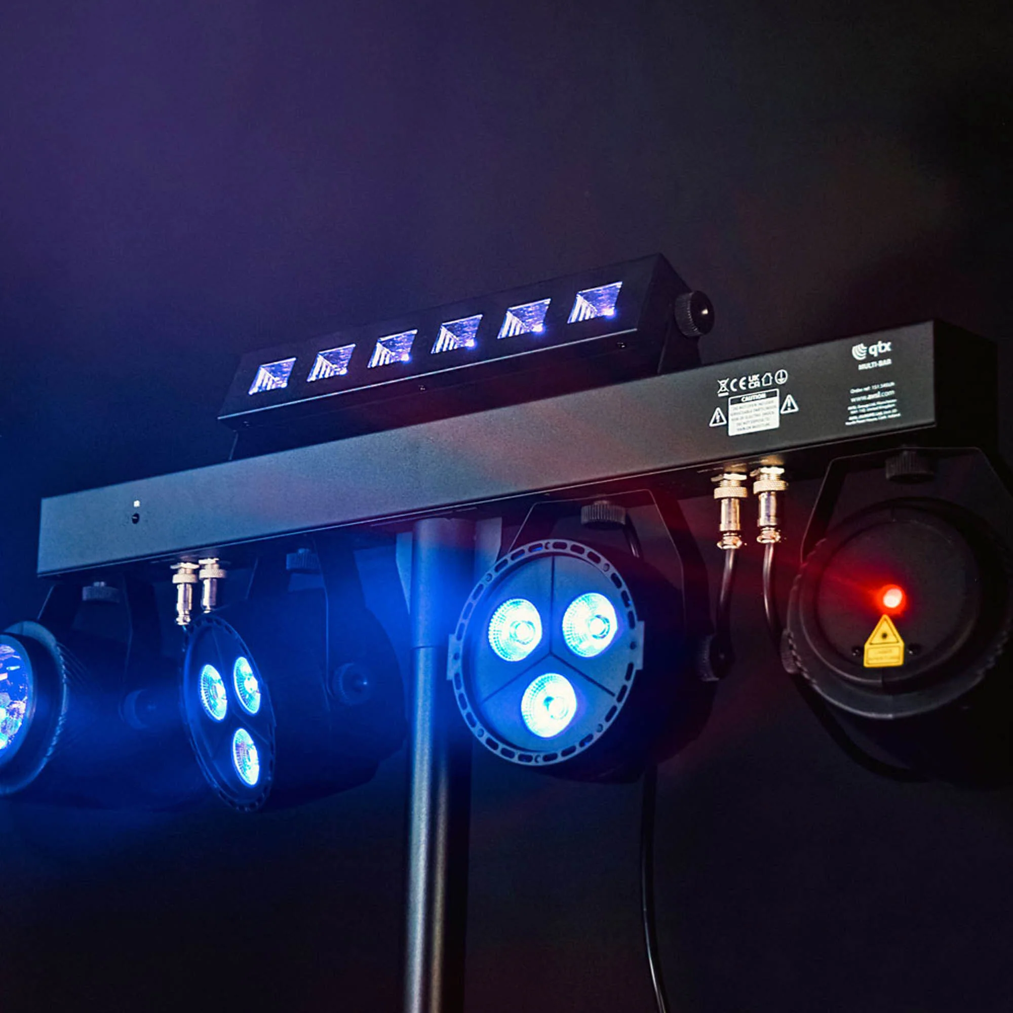 QTX Multi-Effect DJ Light Bar with Wash Lights, Ball Effect, Laser, UV and Strobe on Stand - Image 5