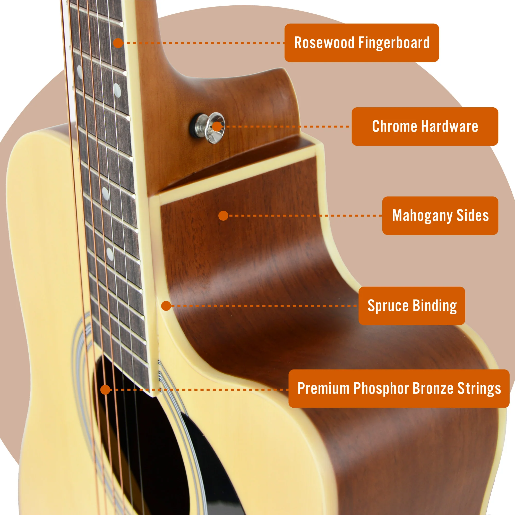 MX by 3rd Avenue Cutaway Acoustic Guitar Pack - Image 10