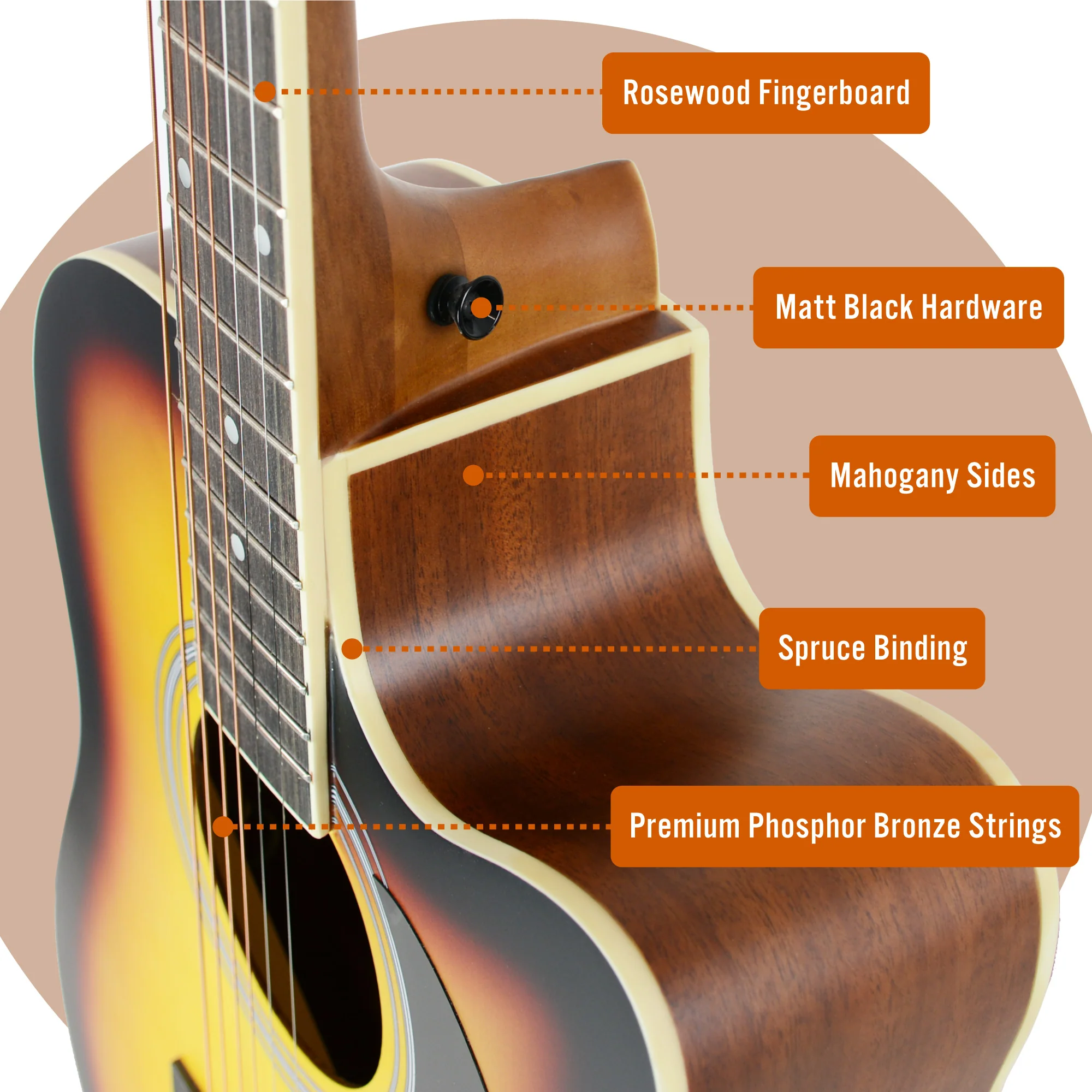 MX by 3rd Avenue Cutaway Acoustic Guitar Pack - Image 5
