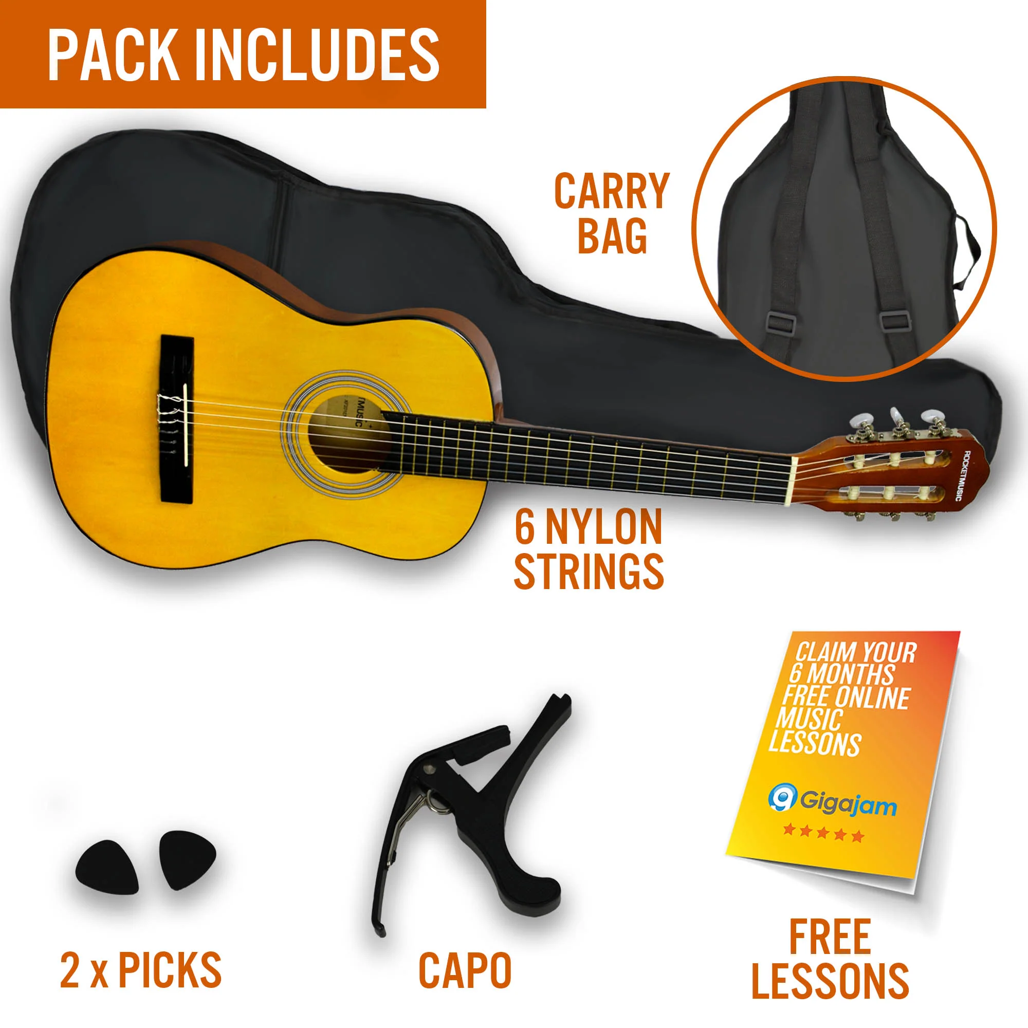 XF 1/2 Size Classical Guitar Starter Pack - Image 3