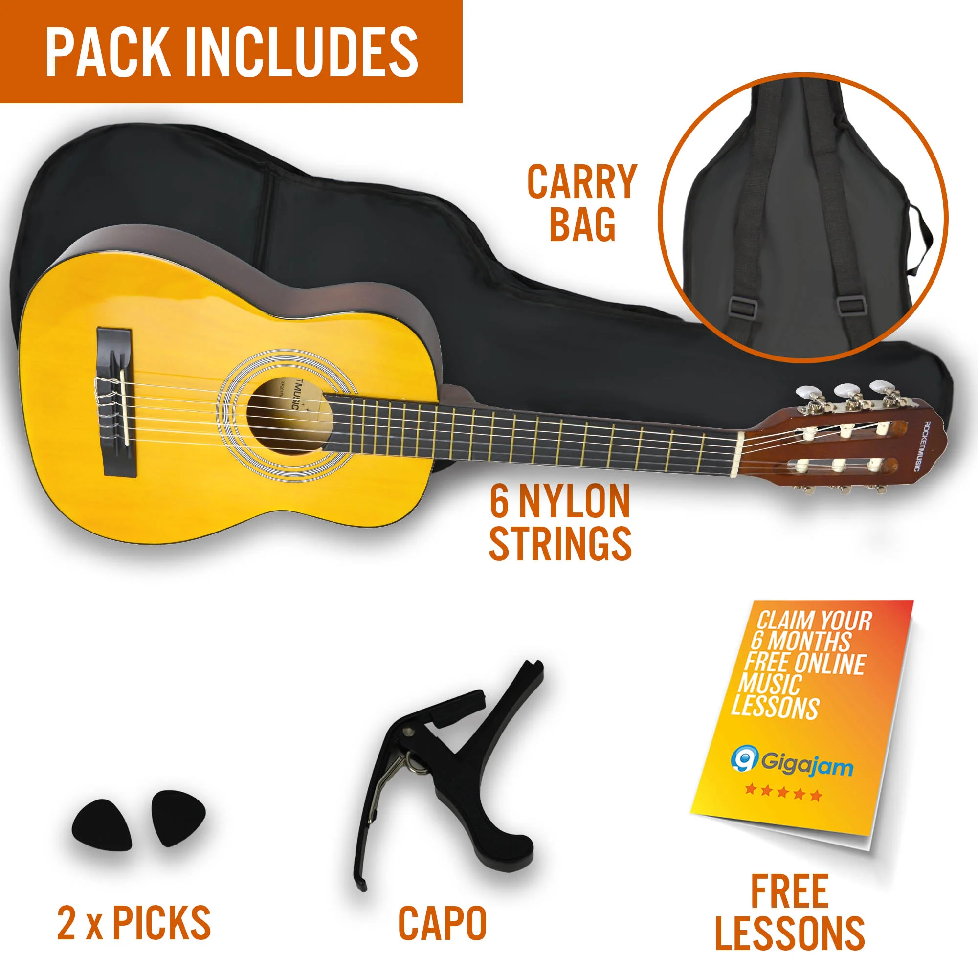 XF 1/4 Size Classical Guitar Starter Pack - Image 3
