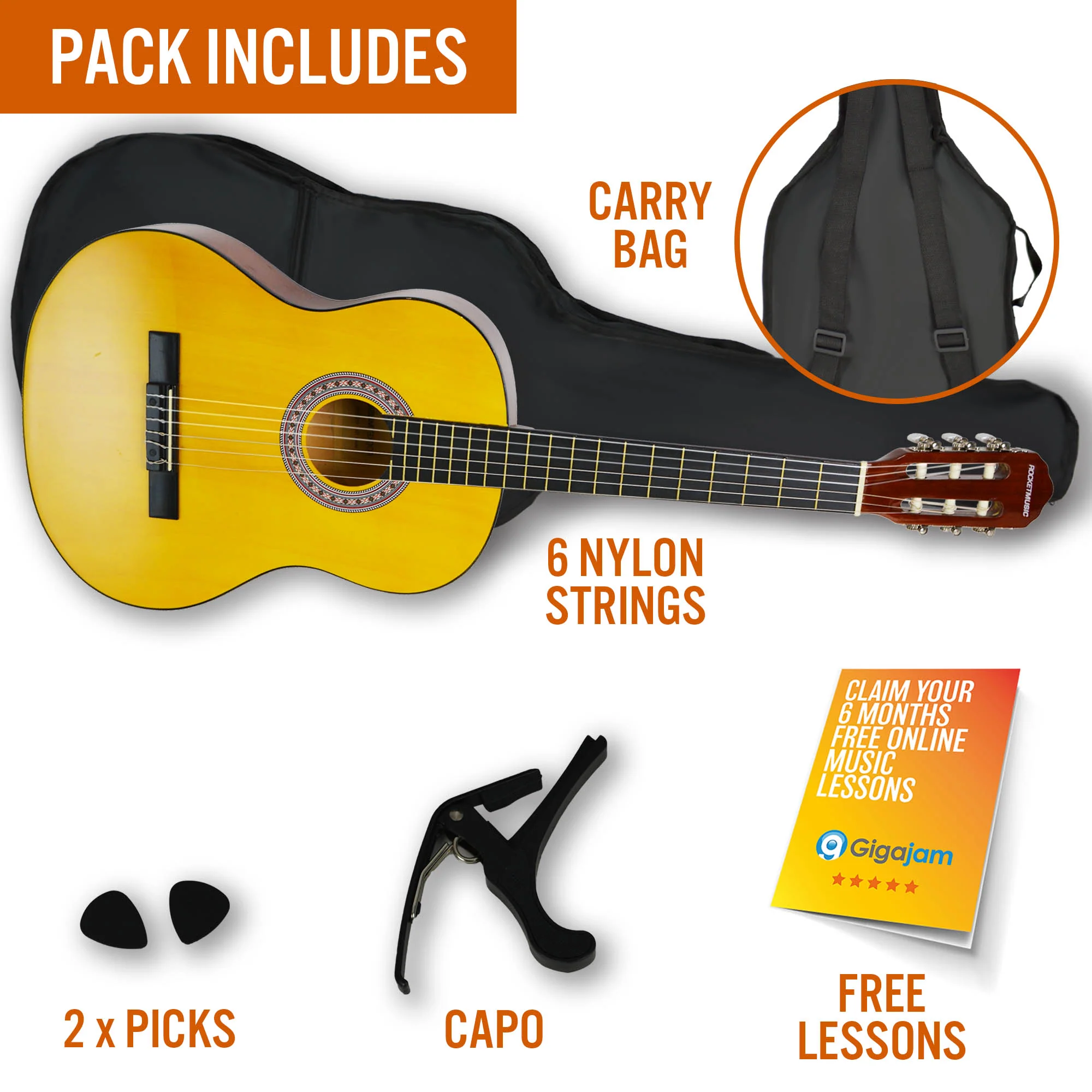XF Full Size Classical Guitar Starter Pack - Image 3